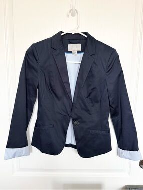 H&M Navy Blazer with Light Blue Stripe Lining